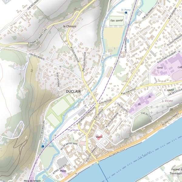 Plan cartographique de Parcours Duclair Amont