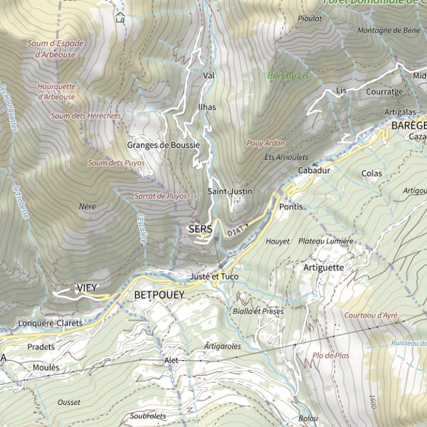 Plan cartographique de Parcours enfant -12 ans du Bastan de Sers