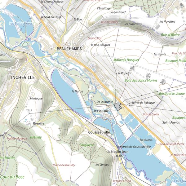 Plan cartographique de Parcours Fédéral rivière de Première catégorie La Bresle, Beauchamps