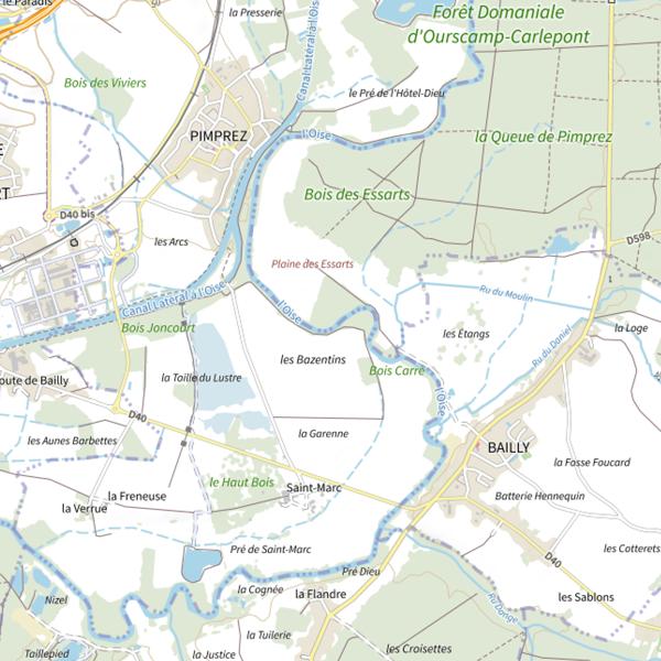 Plan cartographique de Parcours Flaot-tube Bailly