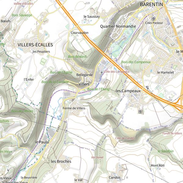 Plan cartographique de Parcours mouche du Myosotis