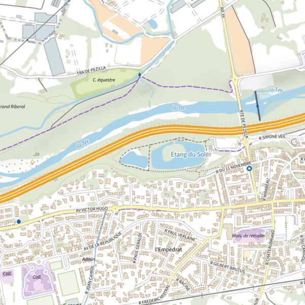 Plan cartographique de Parcours Mouche et Leurre - Grand plan d'eau du Soler