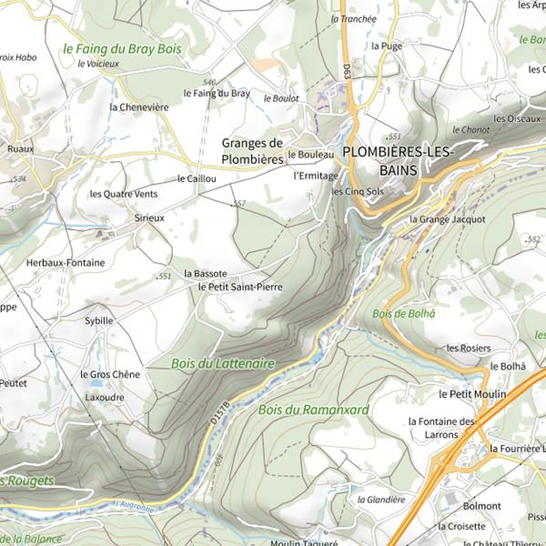 Plan cartographique de Parcours No-Kill de Plombières-les-Bains