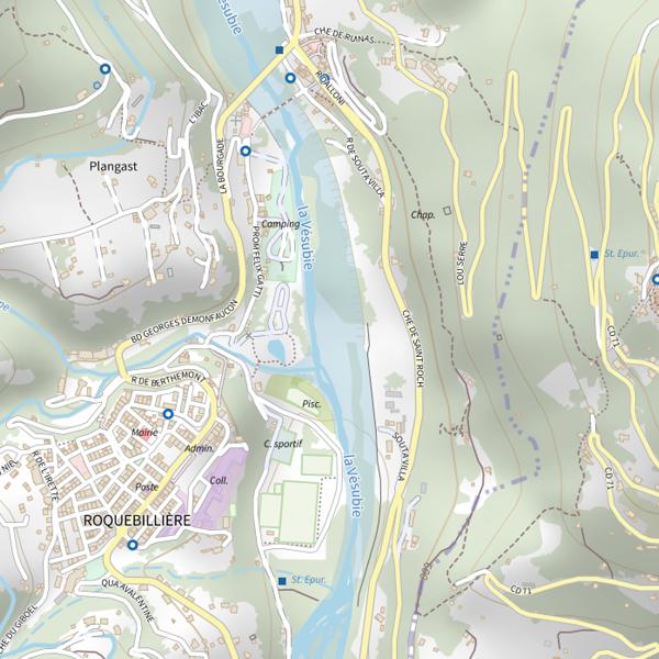 Plan cartographique de Parcours No-Kill de Roquebillière
