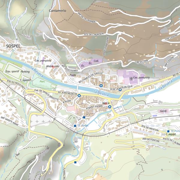 Plan cartographique de Parcours No-Kill de Sospel