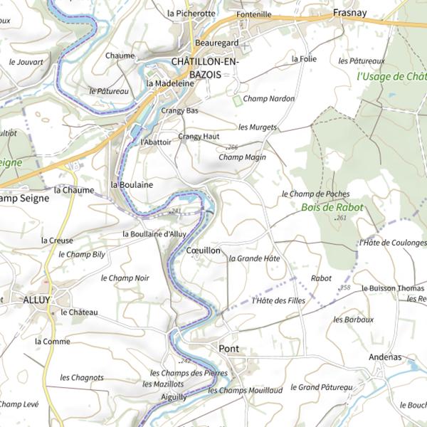 Plan cartographique de Parcours Passion Carpe