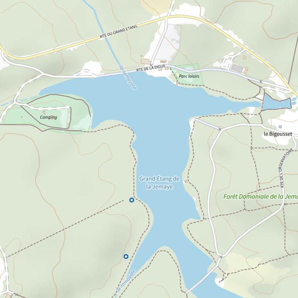 Plan cartographique de Parcours pêche Famille du Grand Étang de La Jemaye