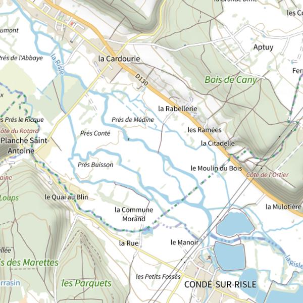 Plan cartographique de Parcours riviere Conde sur Risle/Appeville Annebault