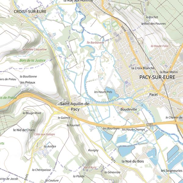 Plan cartographique de Parcours riviere Eure (Pacy-sur-Eure)