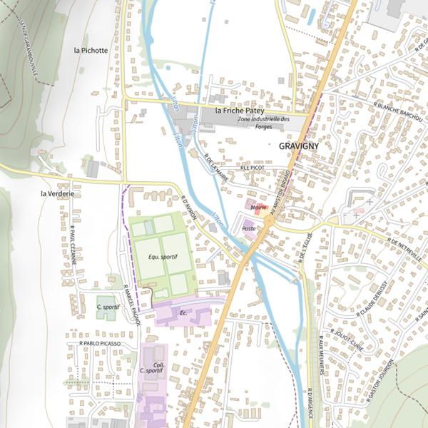 Plan cartographique de Parcours riviere/Gravigny