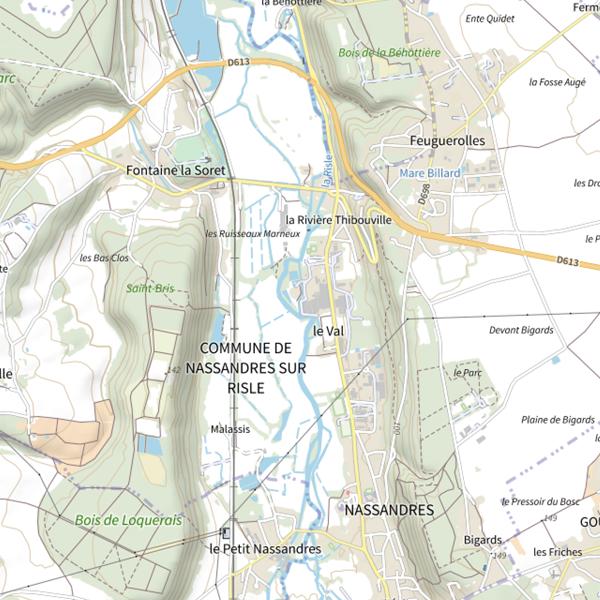 Plan cartographique de Parcours riviere No kill mouche