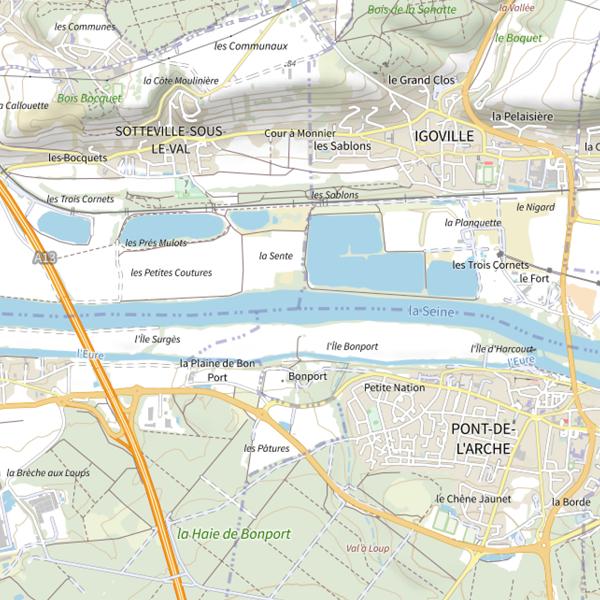Plan cartographique de Parcours seine (Eure)