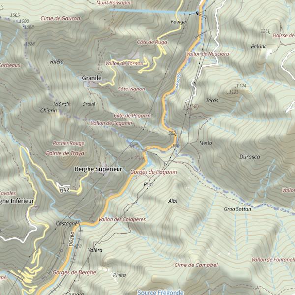 Plan cartographique de Parcours sportif des gorges de Paganin