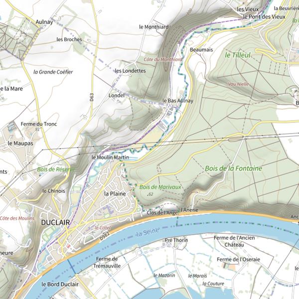 Plan cartographique de Parcours station de gaz avant Duclair