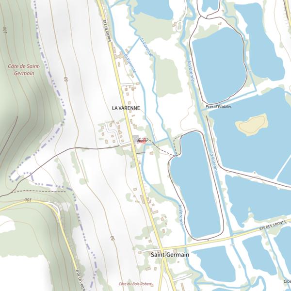Plan cartographique de Parcours sur le bras de dérivation