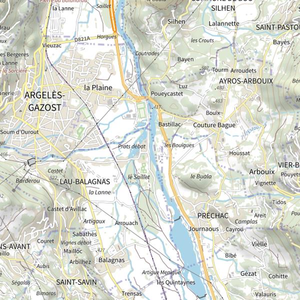 Plan cartographique de Parcours Truite Loisir d'Argeles-Gazost