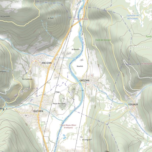Plan cartographique de Parcours Truite Loisir de Grézian