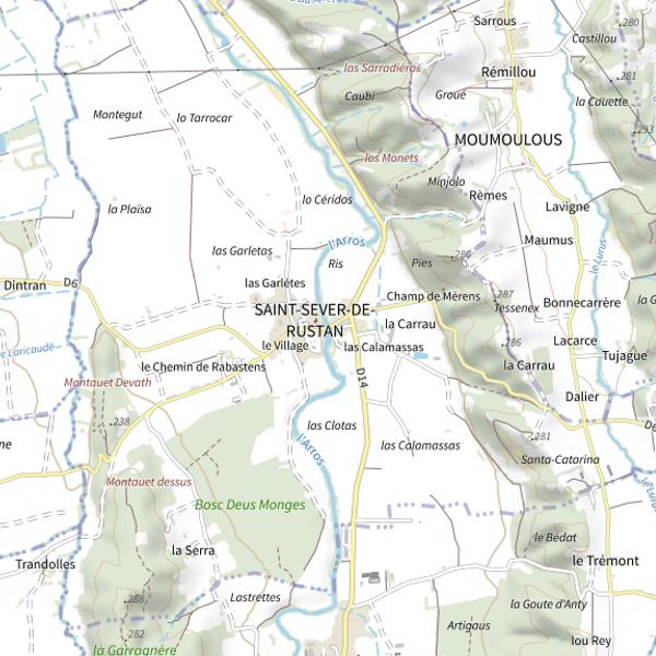 Plan cartographique de Parcours Truite Loisir de l'Arros