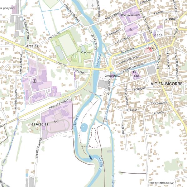 Plan cartographique de Parcours Truite Loisir de l'Echez