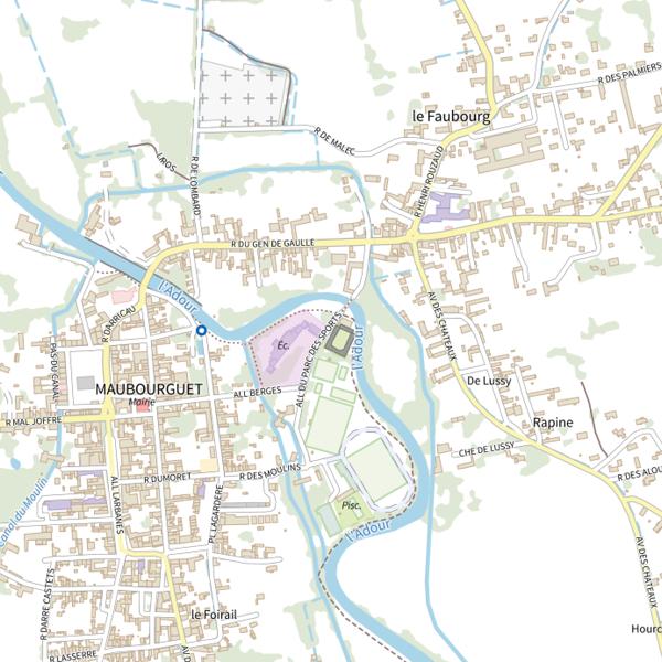 Plan cartographique de Parcours Truite loisir de Maubourguet