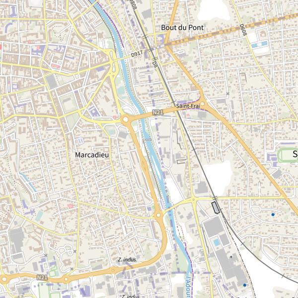 Plan cartographique de Parcours Truite Loisir de Tarbes