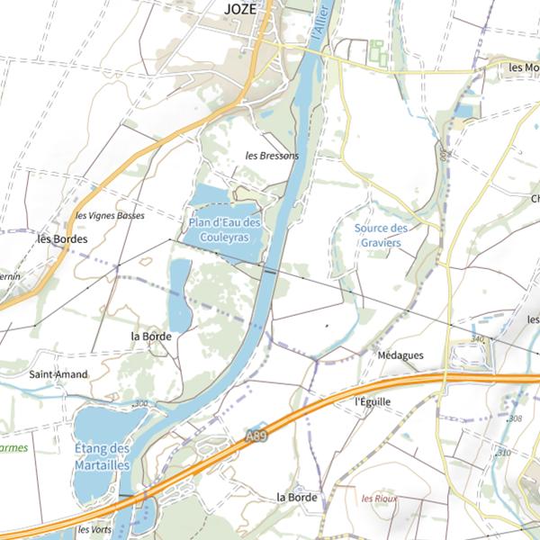 Plan cartographique de Pêche limitée - Allier - Seuil des Couleyras