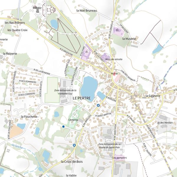 Plan cartographique de Pertre Plan d'Eau des Mazures