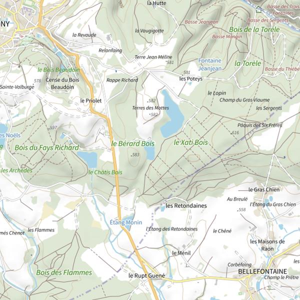 Plan cartographique de Petit Étang des Mottes