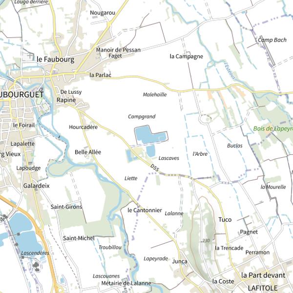 Plan cartographique de Petit lac de Maubourguet