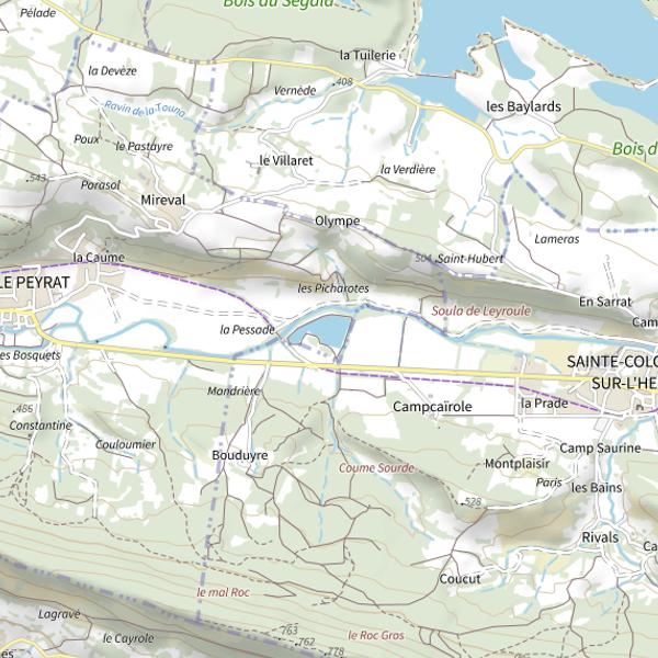Plan cartographique de Peyrat Plan d'Eau de la Vèze
