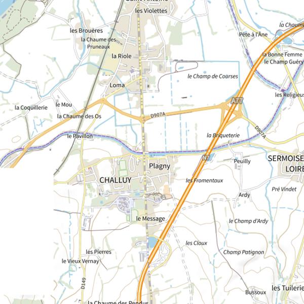Plan cartographique de Plagny