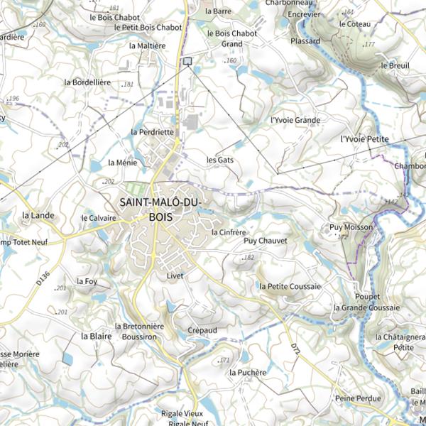 Plan cartographique de Plan d\'eau communal à Saint Malo du Bois : 0.4ha