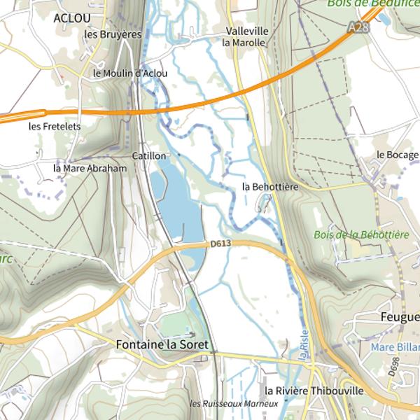Plan cartographique de Plan d'Eau 1 de Fontaine-la-Soret