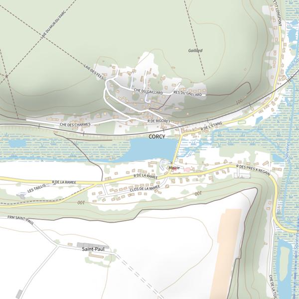 Plan cartographique de Plan d'Eau 1 de la Commune de Corcy