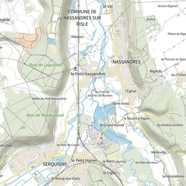 Plan cartographique de Plan d'Eau 1 de la Commune de Launay
