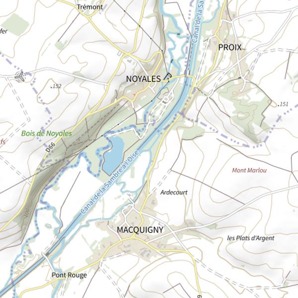 Plan cartographique de Plan d'Eau 1 de la Commune de Macquigny