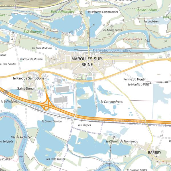 Plan cartographique de Plan d'Eau 1 de la Commune de Marolles sur Seine
