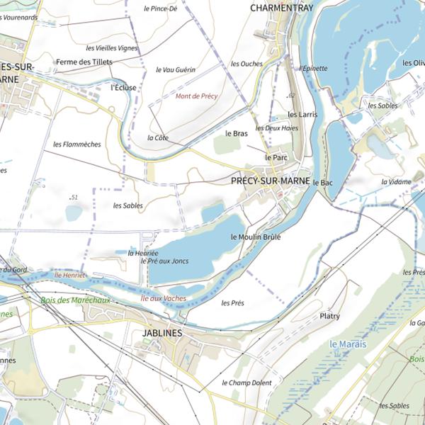 Plan cartographique de Plan d'Eau 1 de la Commune de Précy-sur-Marne