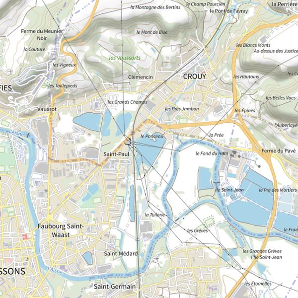 Plan cartographique de Plan d'Eau 1 de la Commune de Soissons