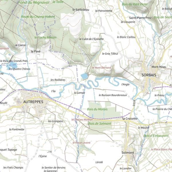 Plan cartographique de Plan d'Eau 1 de la Commune de Sorbais