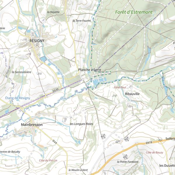 Plan cartographique de Plan d'Eau 1 de la Commune du Fréty