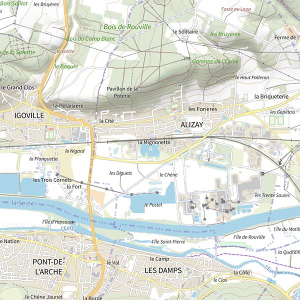 Plan cartographique de Plan d'Eau 1 de la Mignonette