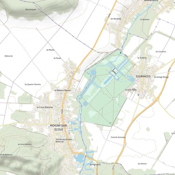 Plan cartographique de Plan d'Eau 1 du Château de Courance