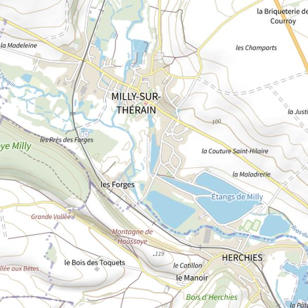 Plan cartographique de Plan d'Eau 2 de la Commune de Milly-sur-Thérain