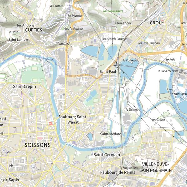 Plan cartographique de Plan d'Eau 2 de la Commune de Soissons