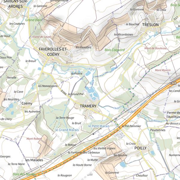 Plan cartographique de Plan d'Eau 2 de la Commune de Tramery