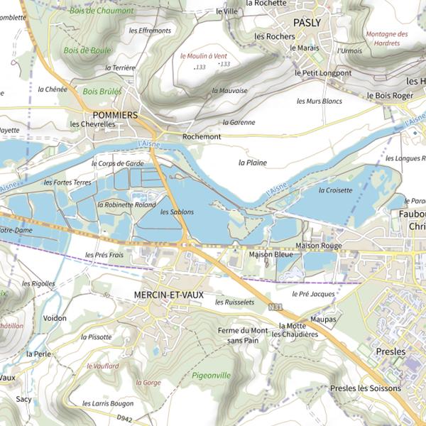 Plan cartographique de Plan d'Eau 3 de la Commune de Pommiers