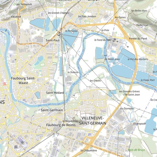 Plan cartographique de Plan d'Eau 3 de la Commune de Soissons (Aisne)