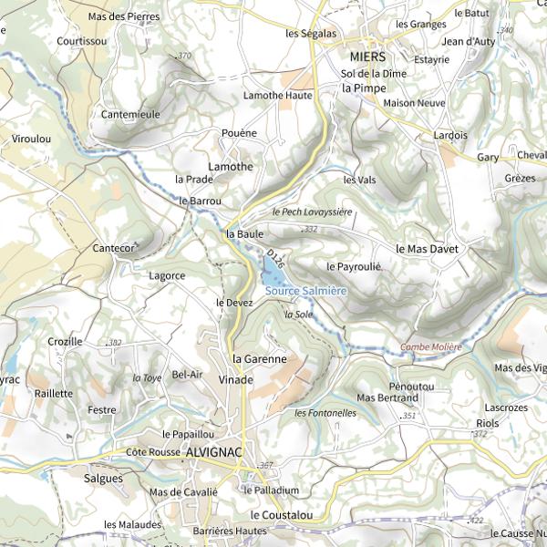 Plan cartographique de Plan d'Eau d'Alvignac- Miers