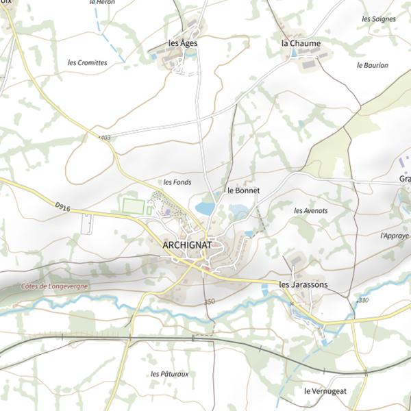 Plan cartographique de Plan d'Eau d'Archignat